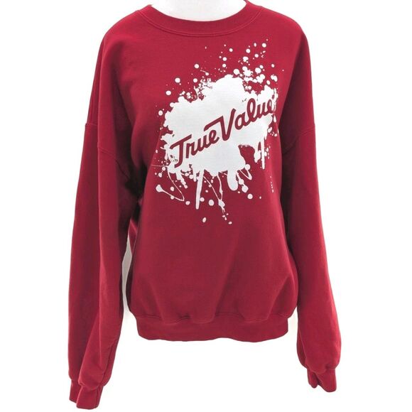 True Value Vintage Paint Splatter Red Gildan Heavy Crewneck Sweatshirt Size XL - Picture 1 of 7